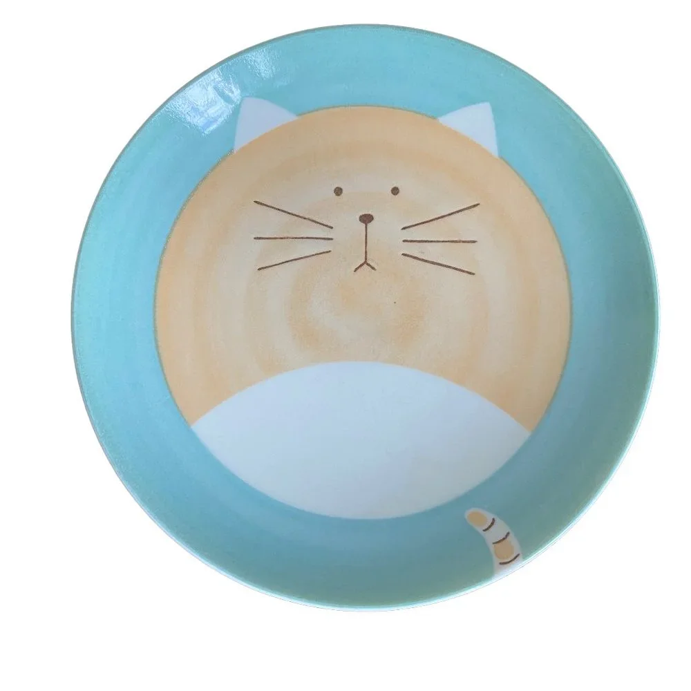Ceramic Pig Cat Graphic Plates Cat food dishes Plates Whimsical